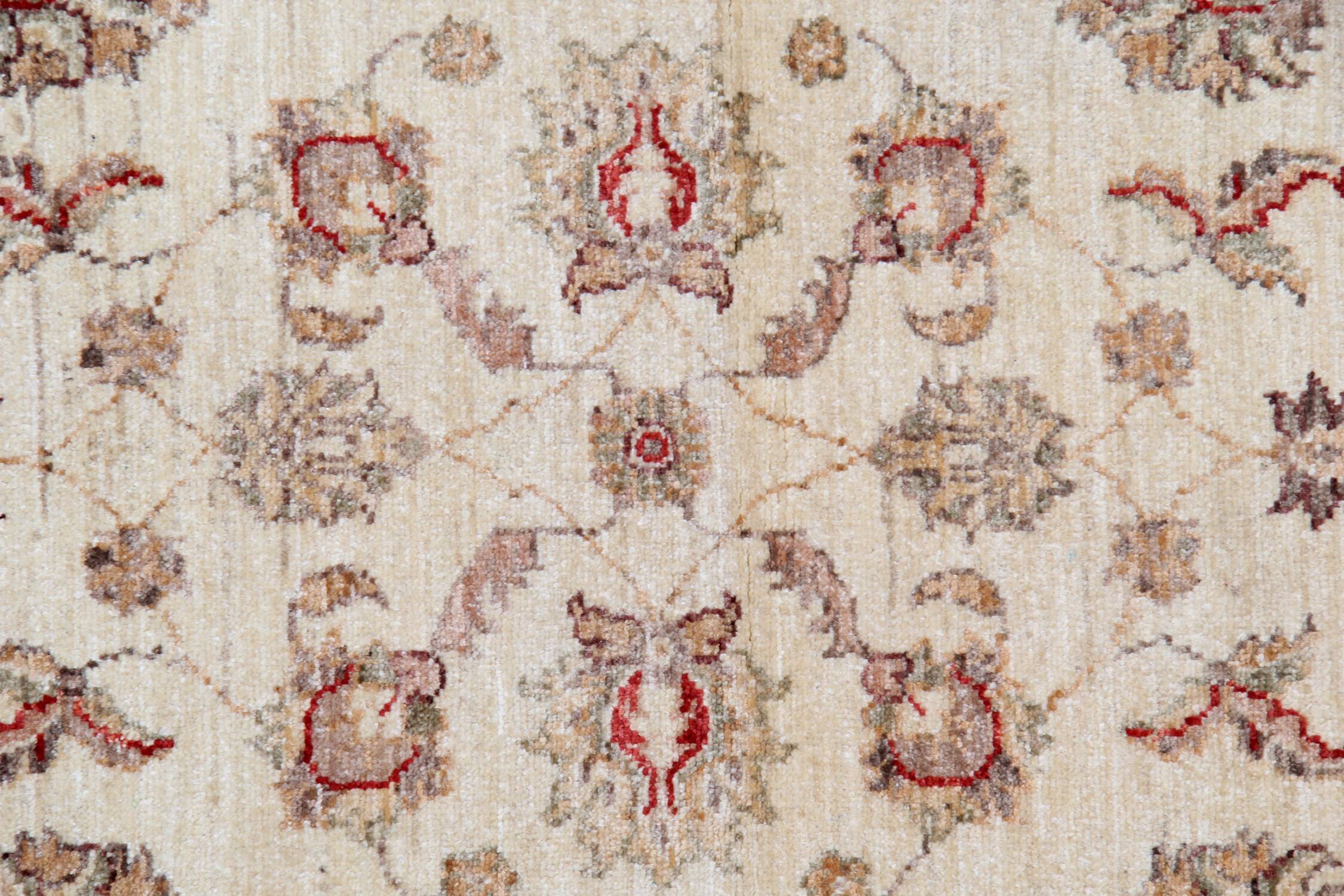 Traditional Runner Rug Handknotted Carpet Cream Area Gray Afghan Rug Home D