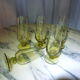 Set of 5 small flutes a vintage green glass liqueurs 70