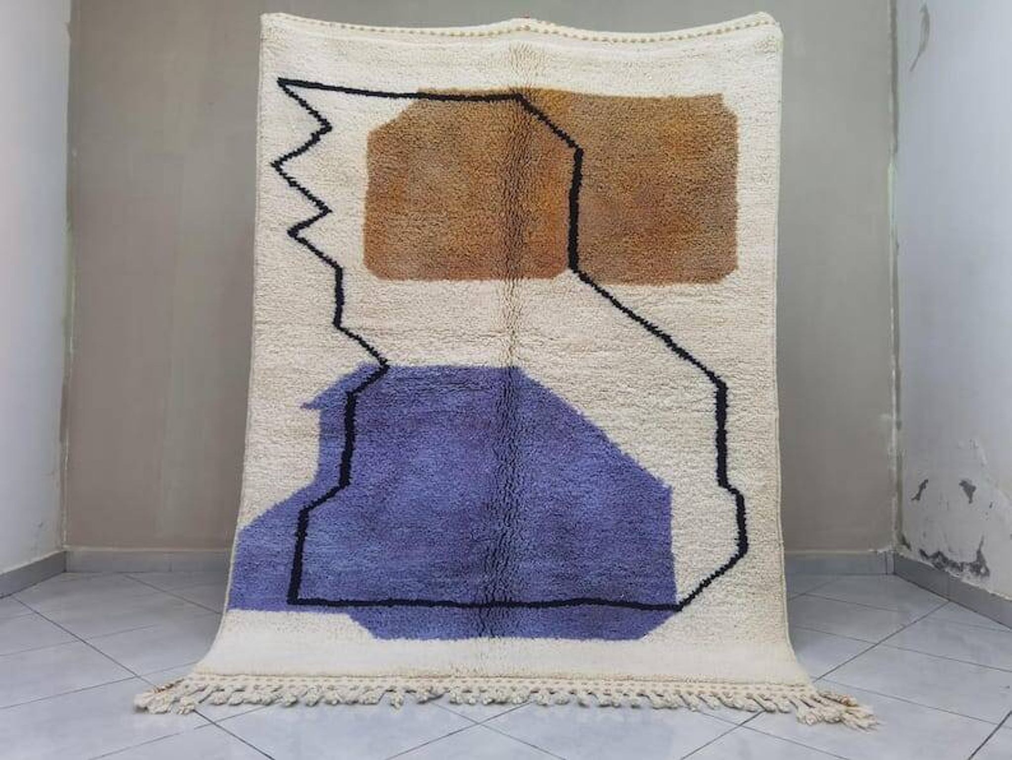 Handmade Berber rug with colourful patterns, Atlas, 1.4/2.6 m.