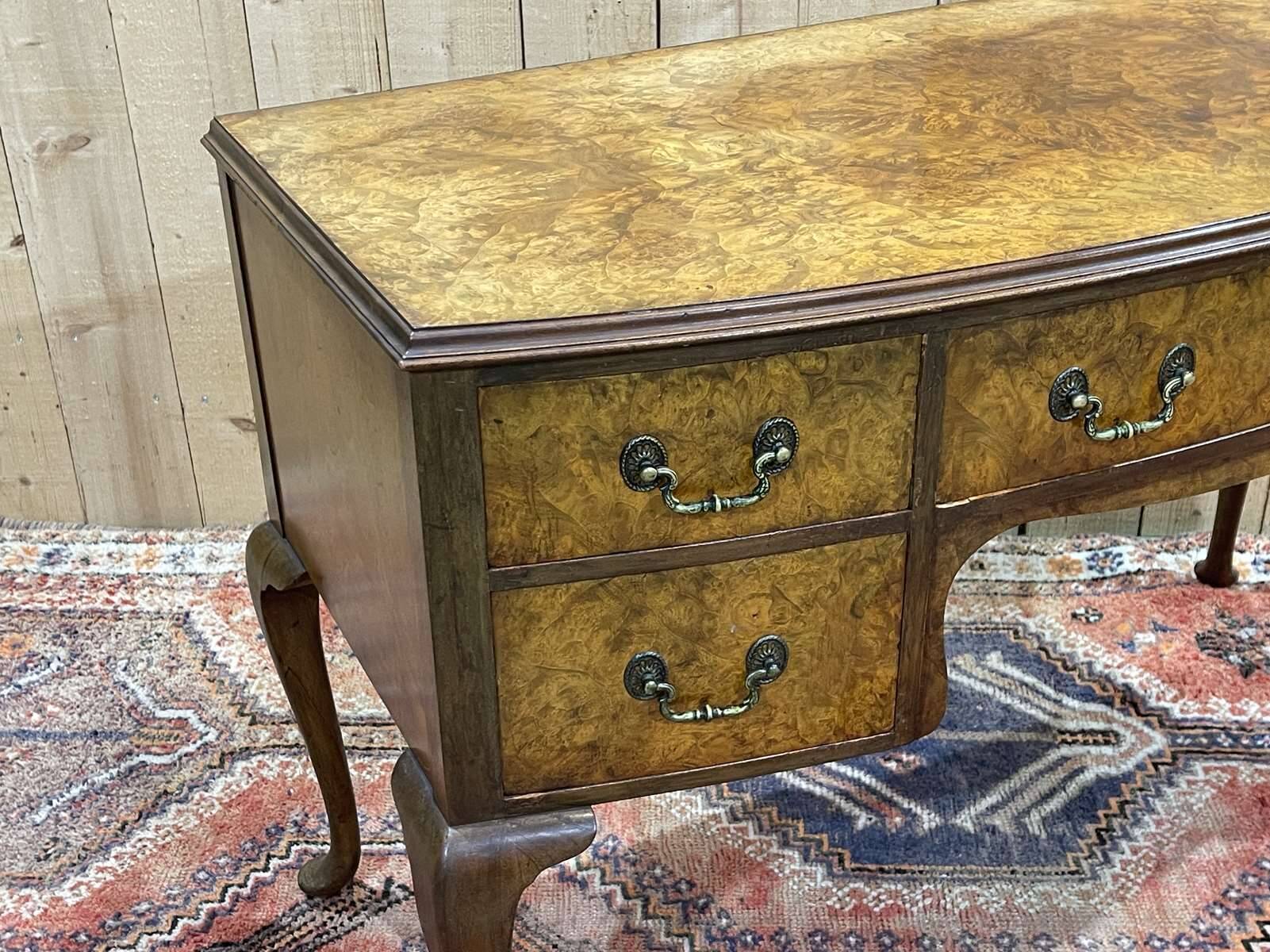 1930s Chippendale Burl Walnut Desk