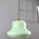 Mid-Century Italian Brass and Green Glass Pendant Lamp, 1960s