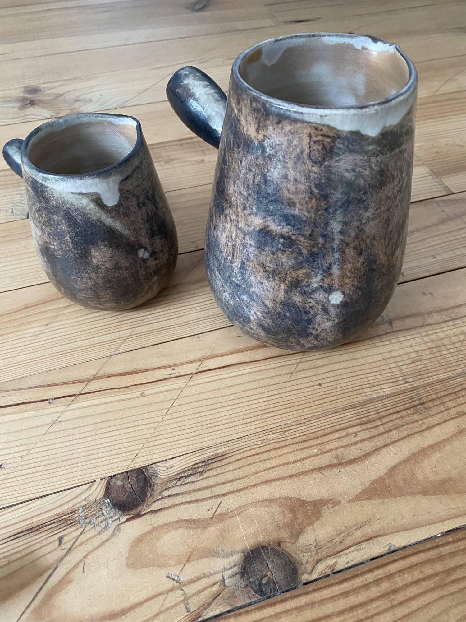 Vallauris set from the 1960s, coffee pot, milk jug, and cups by Félix Céram.