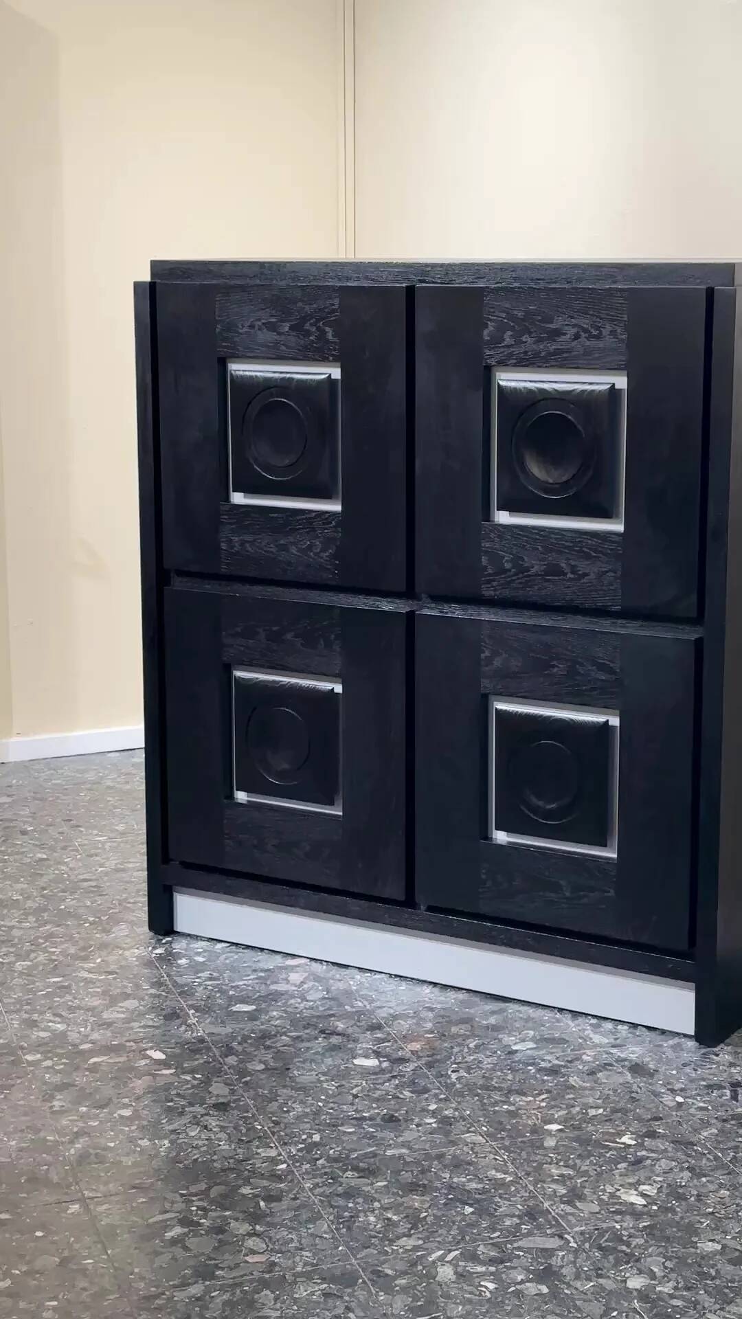 Belgian brutalist black bar cabinet