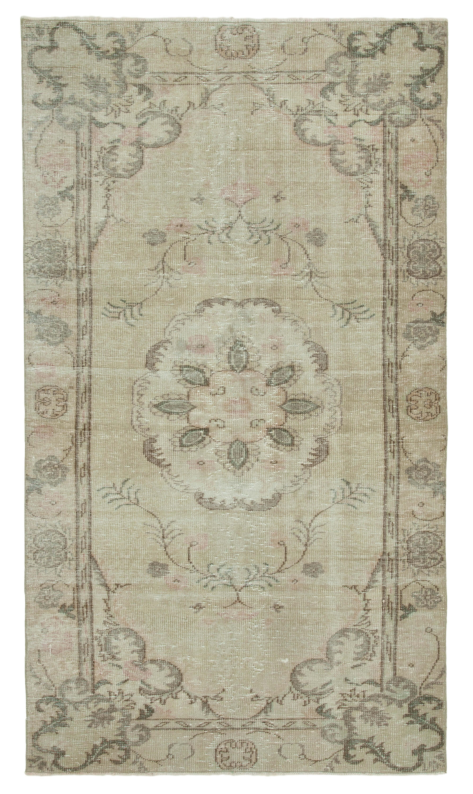 Hand-knotted antique turkish beige carpet 155 cm x 273 cm