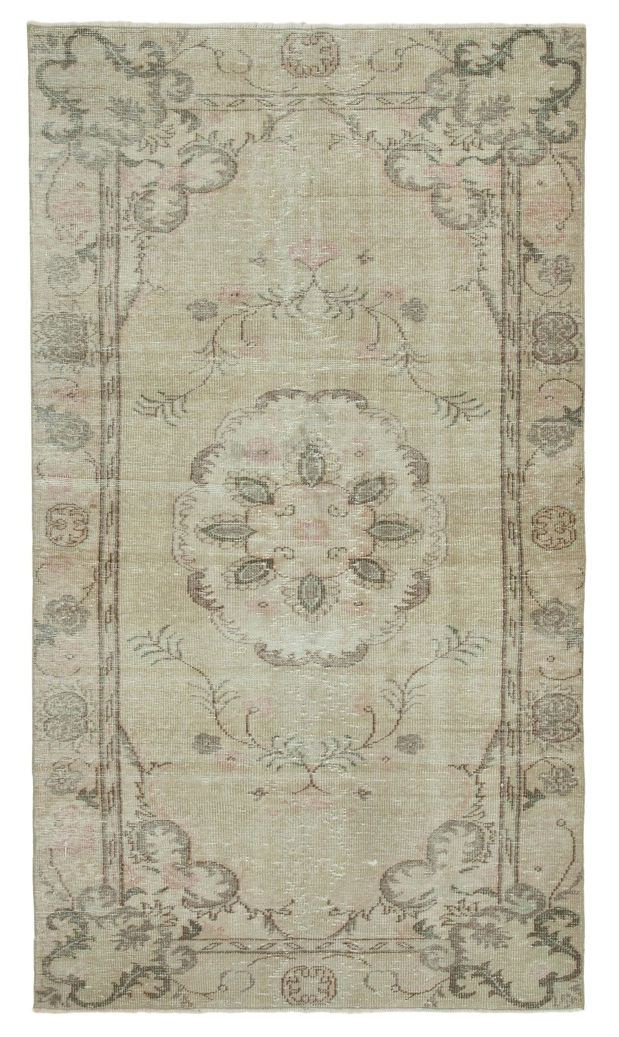 Tapis beige turc antique noué à la main 155 cm x 273 cm