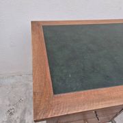 Louis XVI style minister's desk in solid walnut, 4 drawers, old manufacture