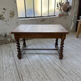 Paneled walnut desk with turned legs, 1900