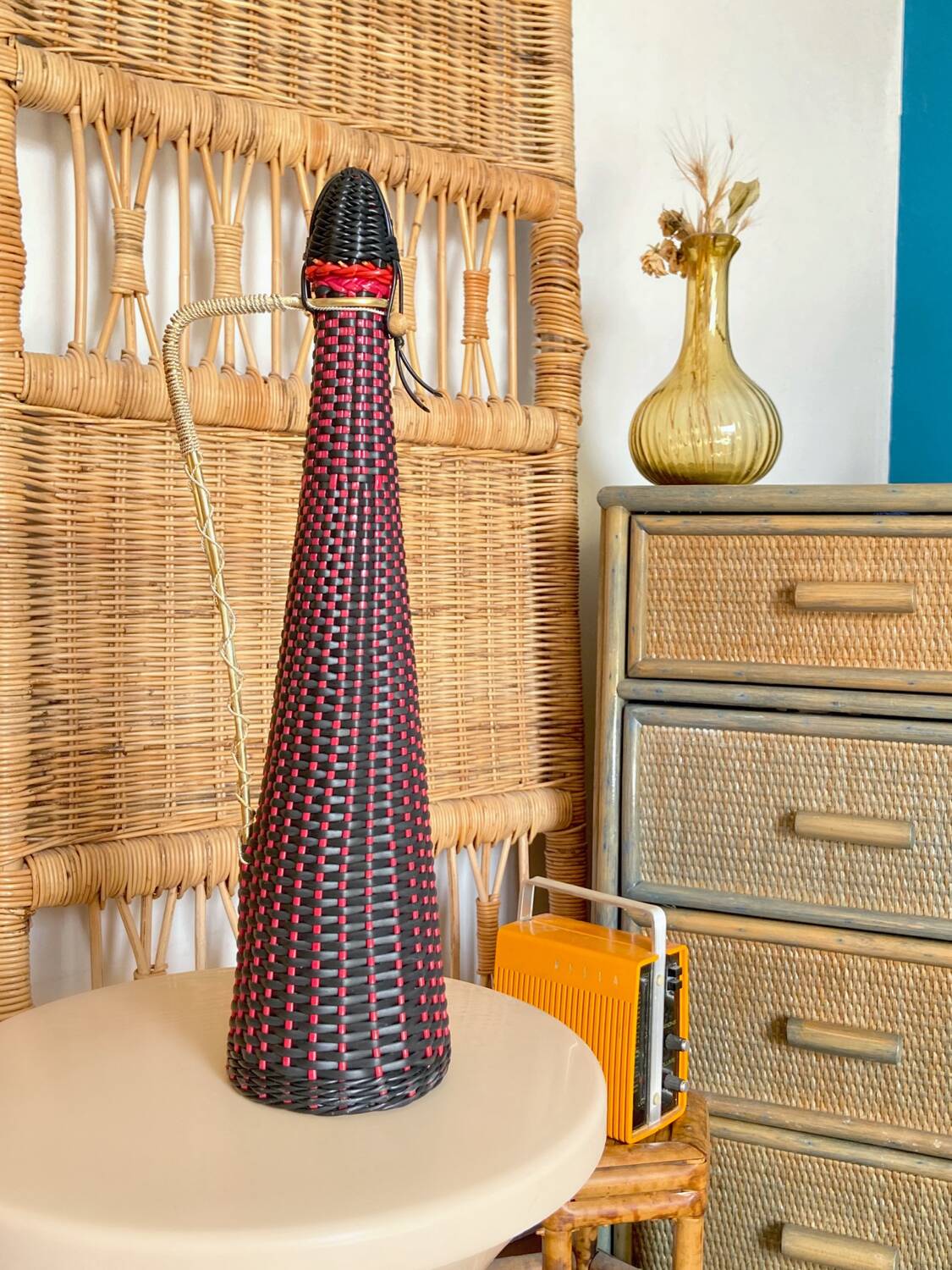 Large vintage scoubidou bottle