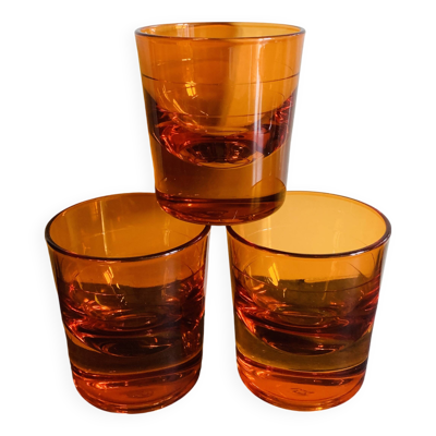 3 verres bloc orange à spiritueux