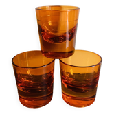 3 verres bloc orange à spiritueux