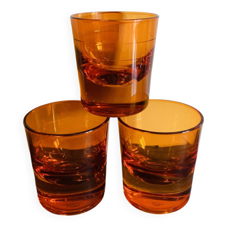 3 orange block spirit glasses