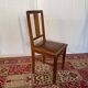 Set of 4 Art Deco chairs in oak and brown leather.