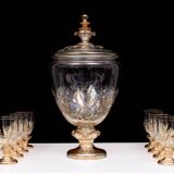 Stunning Antique Enameled Glass serving set for fruit, dessert or punch. 1880