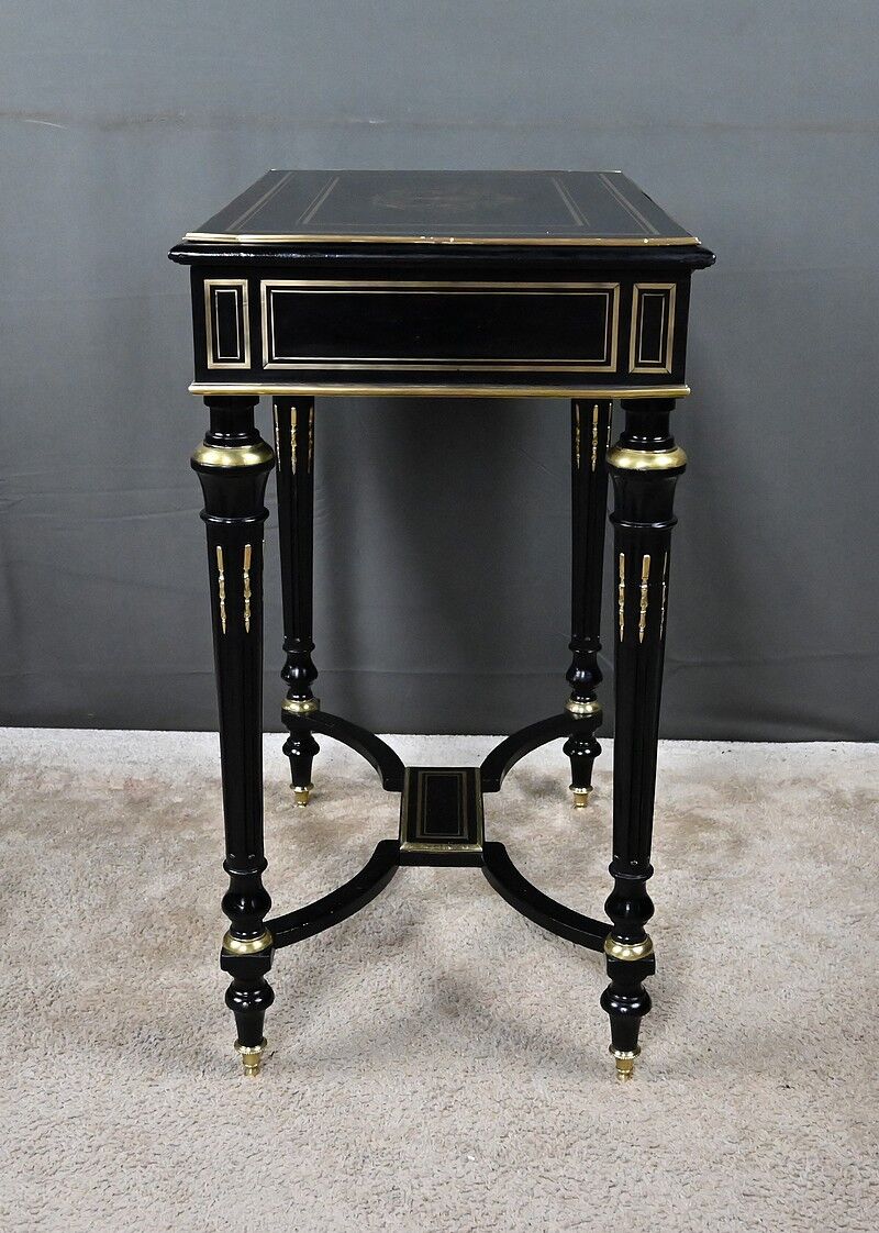 Blackened wood work table, Napoléon III period – 2nd half of the 19th century