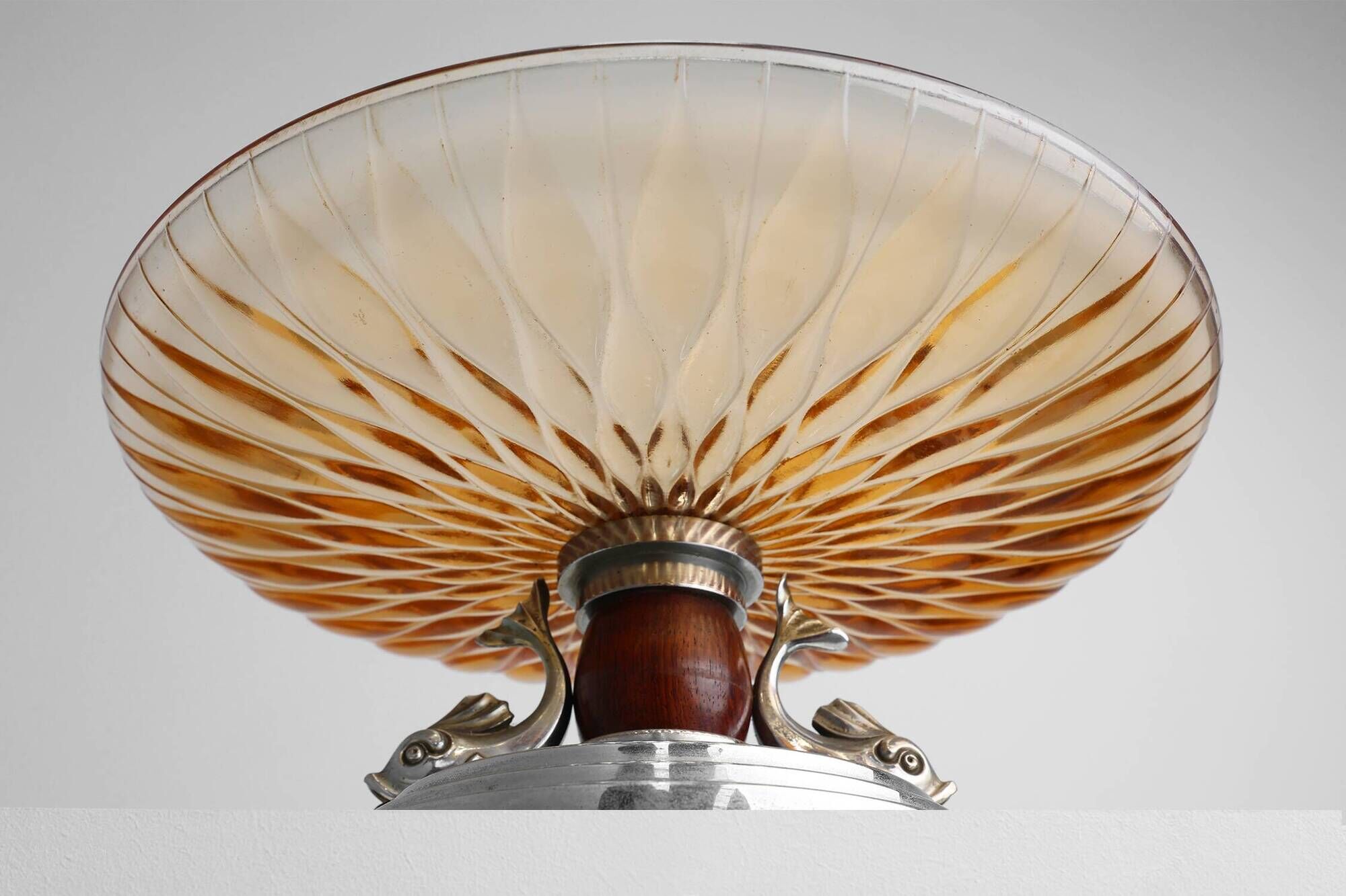 Art Deco Glass and Metal Fruit Bowl, France, circa 1940