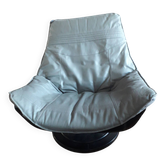 Fauteuil vintage suédois en cuir signé Nelo