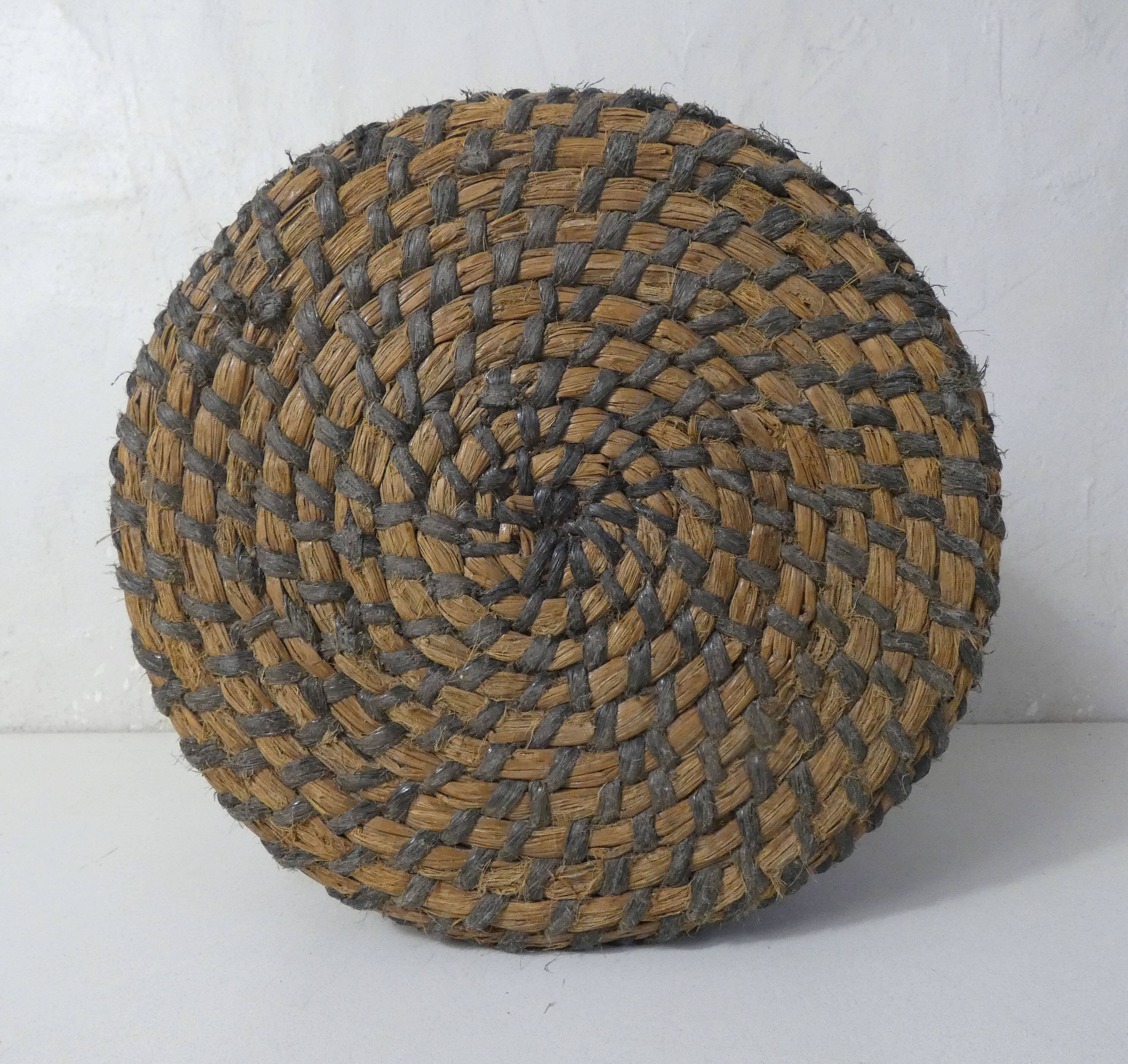 old woven straw stool
