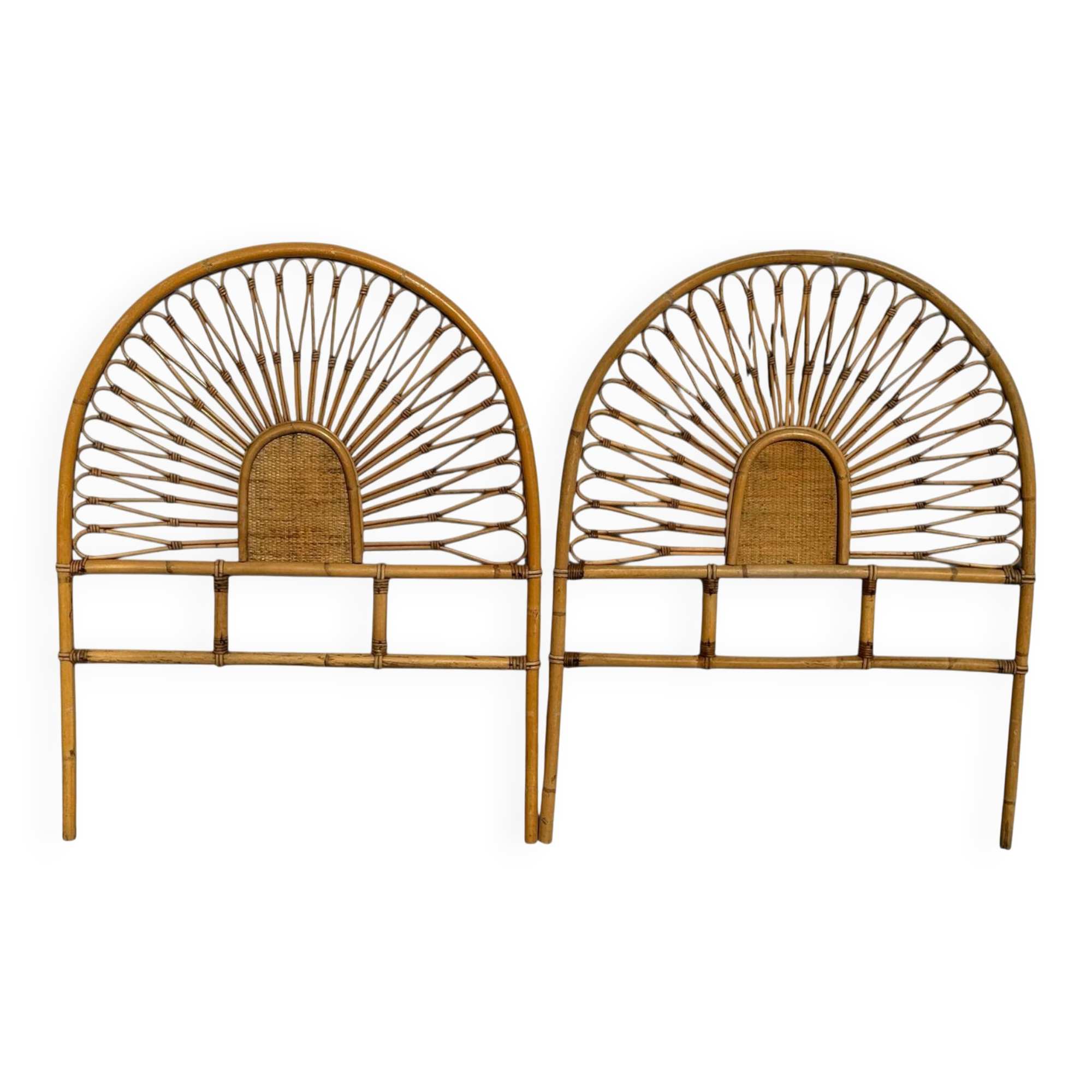 Pair of rattan headboards, France, 1960