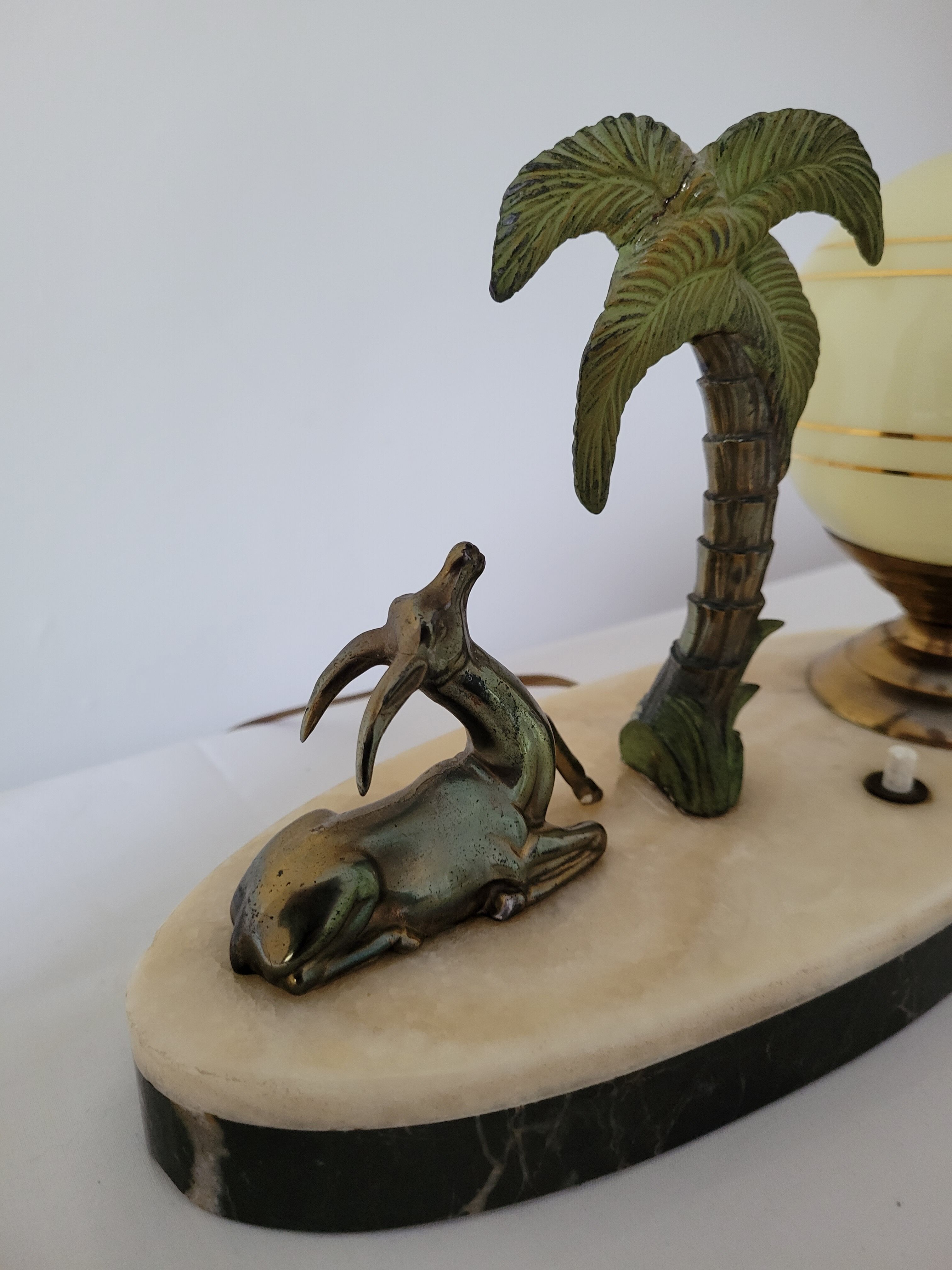 Marble night light lamp with antelope