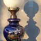 Ceramic lamp birds lyres on midnight blue background Napoleon III