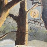 Painting "The sheepfold in winter" signed mid-XX° Sheep