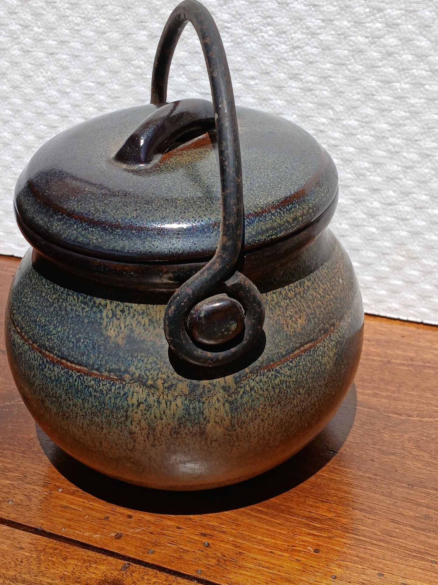 Vintage stoneware teapot from Puisaye, 1950s-60s.