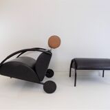 COR Zyklus leather armchair with ottoman by Peter Maly