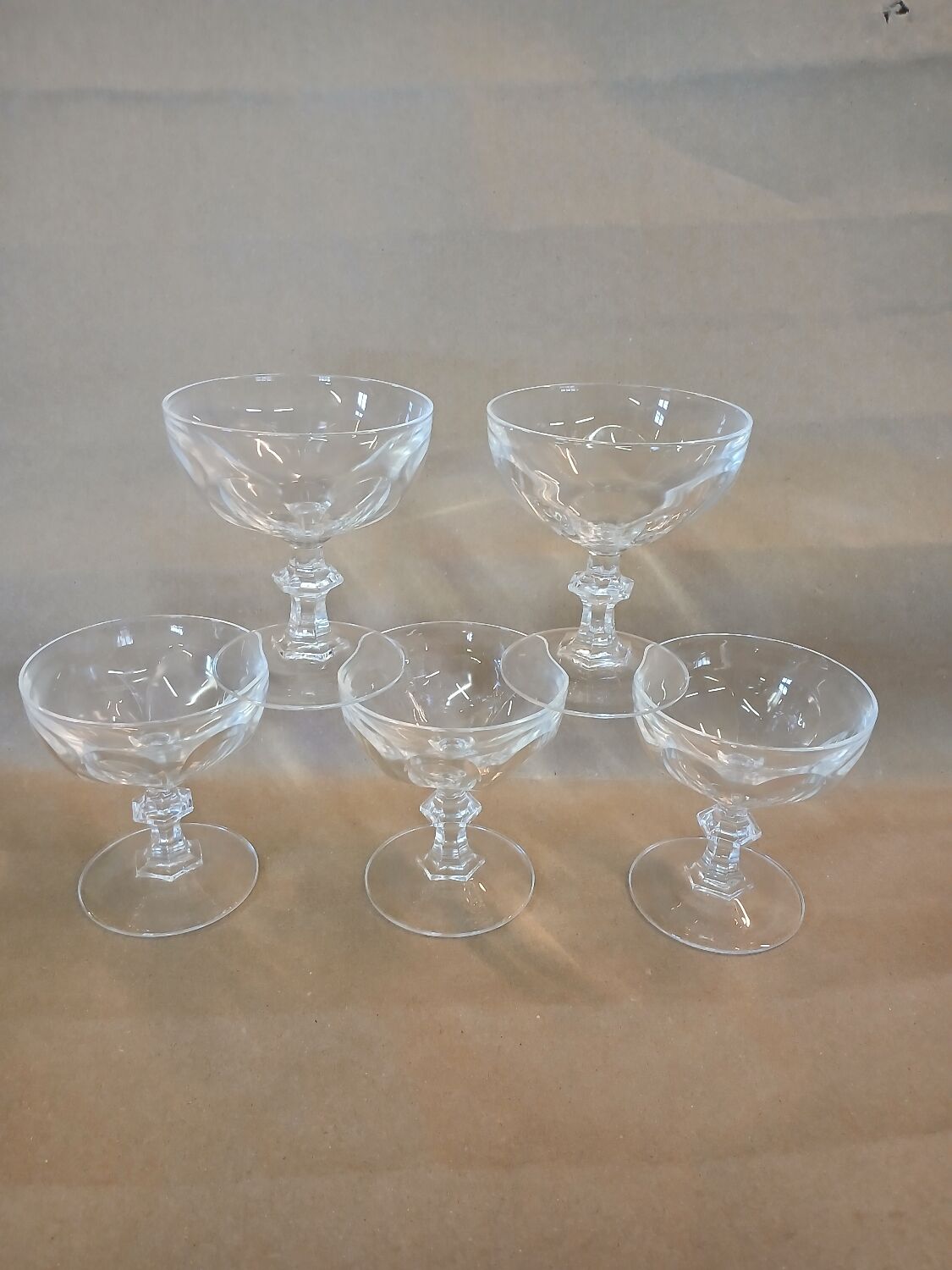 5 crystal champagne glasses