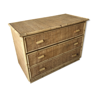 Vintage rattan chest of drawers