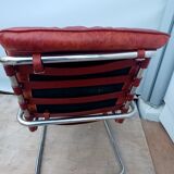 Vintage 1960s-70s chrome and leather armchair