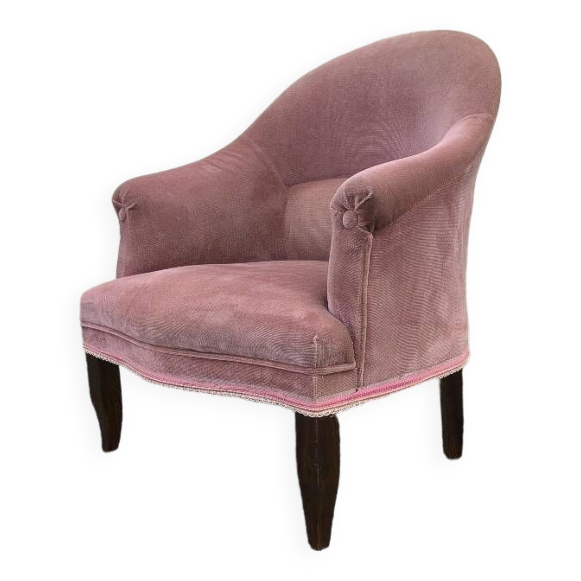 Pink velvet convertible armchair