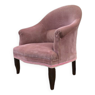 Pink velvet convertible armchair