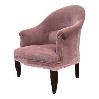 Fauteuil cabriolet en velours rose