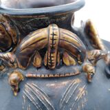 Antique Khmer ceramic vase. With elephant decoration.