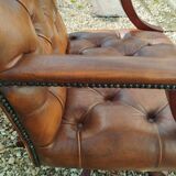Chesterfield desk chair in antique leather