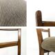 Paire de chaises vintage bois dossier barreaux, assise tissu, style 60s
