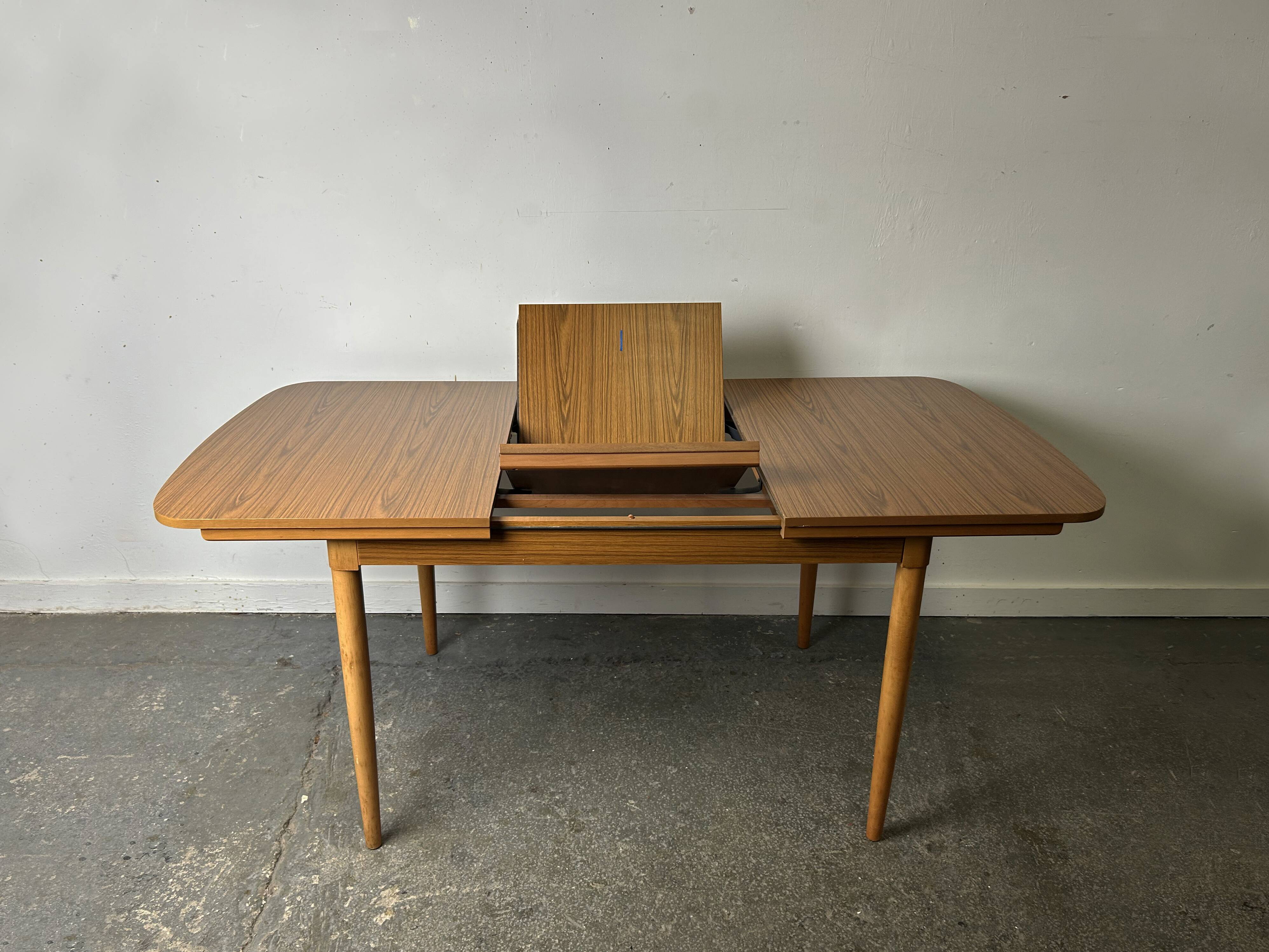 Schreiber Mid Century Extending Formica Dining Table Beech Legs 1960s-70s