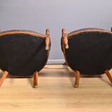 Paire de Fauteuils en Hêtre teinté – Début XXe