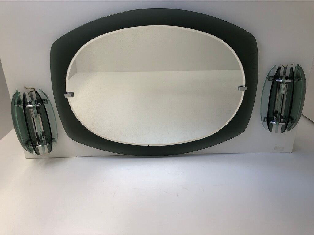 Veca mirror and 2 matching Veca wall lights made in Italy.