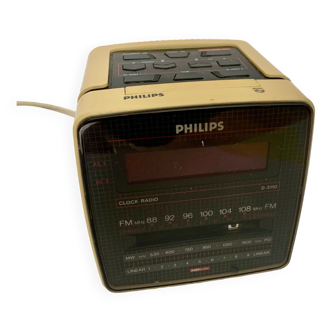 Vintage Philips cube radio alarm clock 1980s