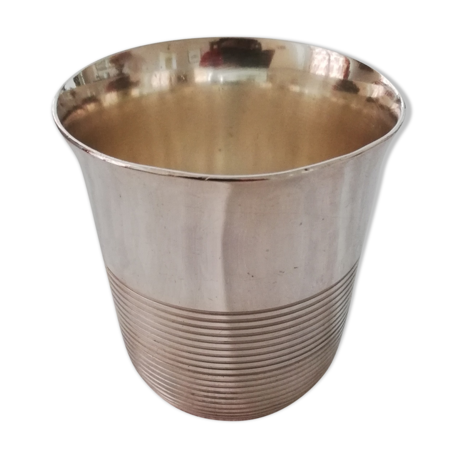 Timbale Christofle in silver metal undulation model by Luc Lanel