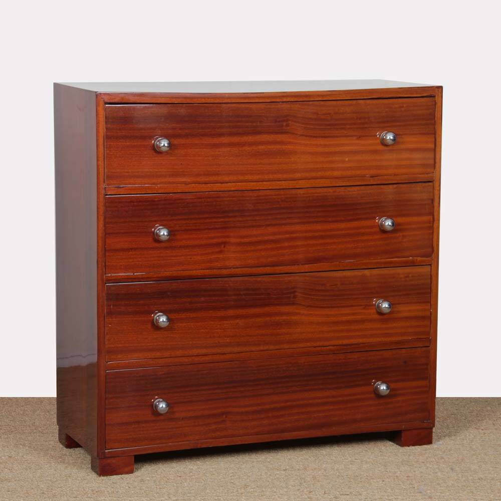 Large Art Deco mahogany chest of drawers from the 1940s.