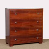 Large Art Deco mahogany chest of drawers from the 1940s.
