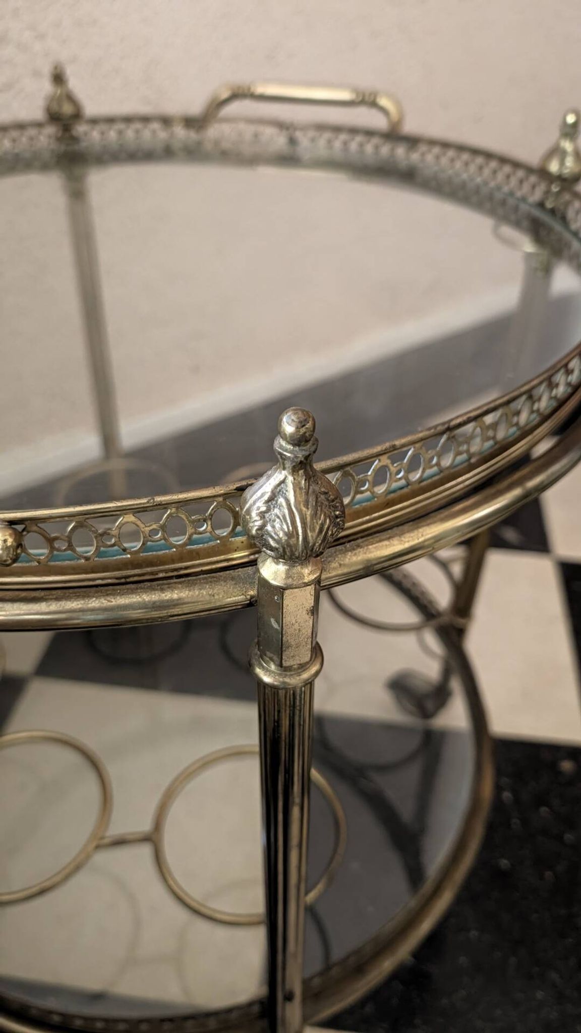 Brass and glass bar cart