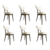 Midcentury White bouclé Heart Chairs, by Kurmanowicz, 1960s, Set of 6