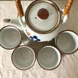 Stoneware teapot and vintage bowls