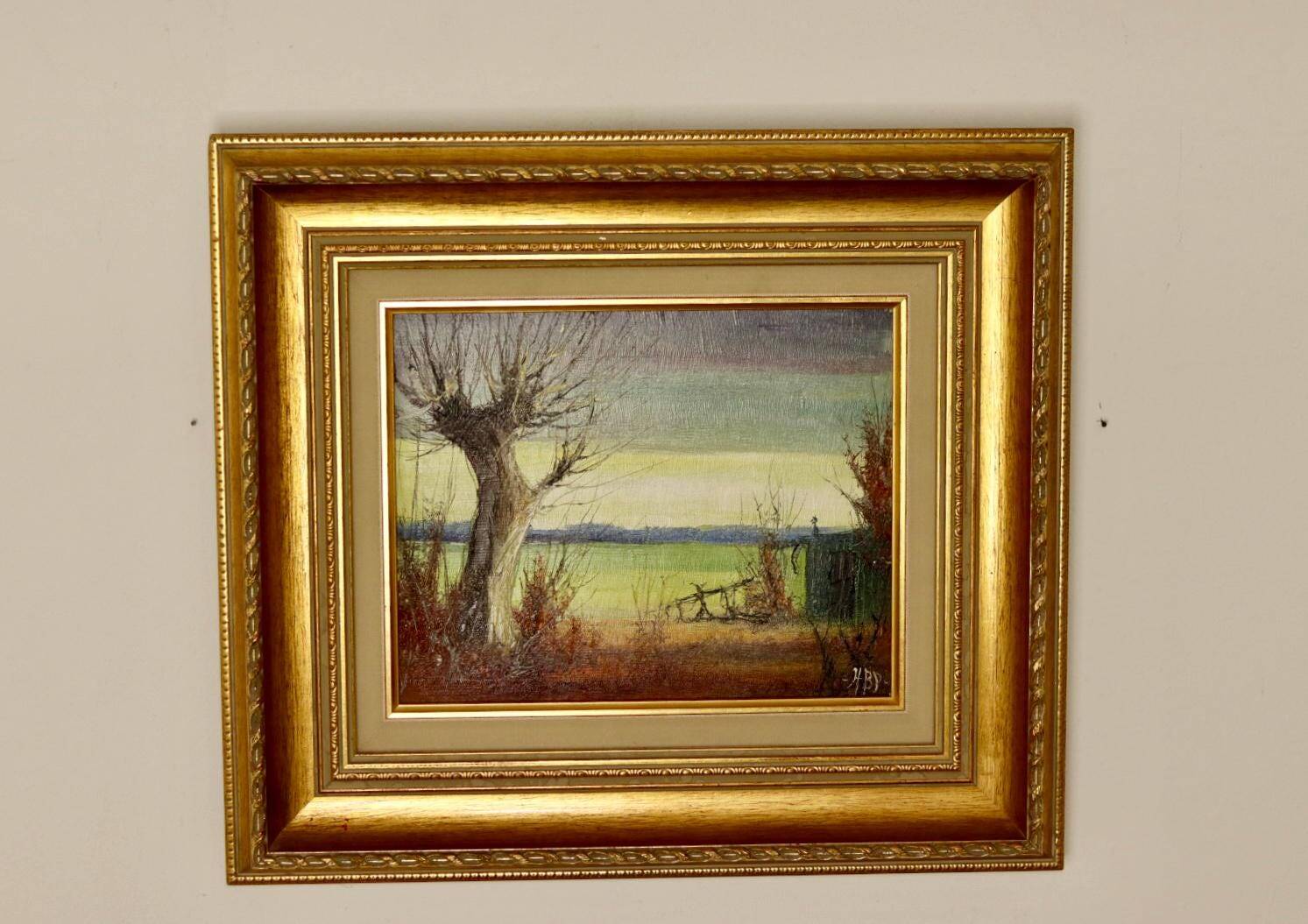 Original Swedish Mid-Century Oil on Panel" Nature" by Harry Petersen - Vintage and Framed