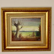 Original Swedish Mid-Century Oil on Panel" Nature" by Harry Petersen - Vintage and Framed