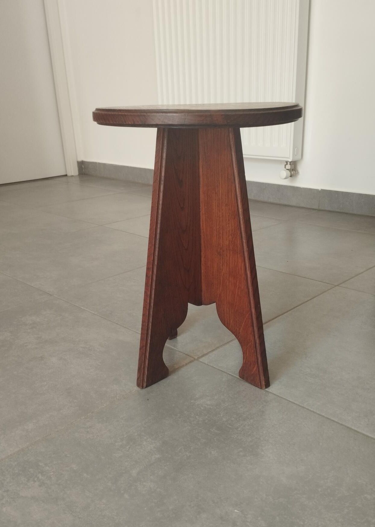 Antique oak stool, folk art