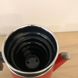 Red enamel coffee maker with filter